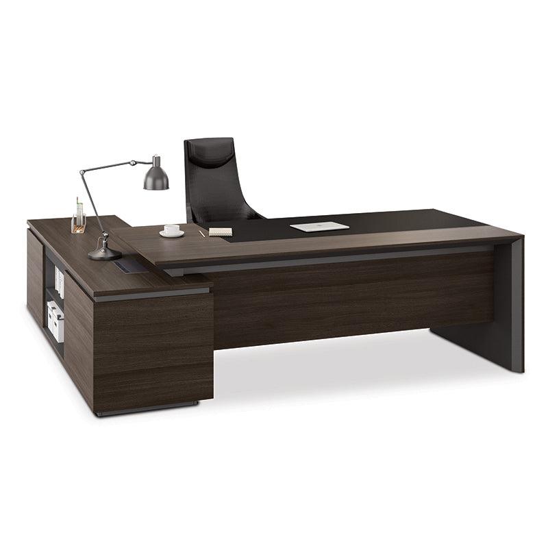 CARTER Executive Office Desk with Right Return 2.2M - Coffee & Charcoal - Furniture Castle