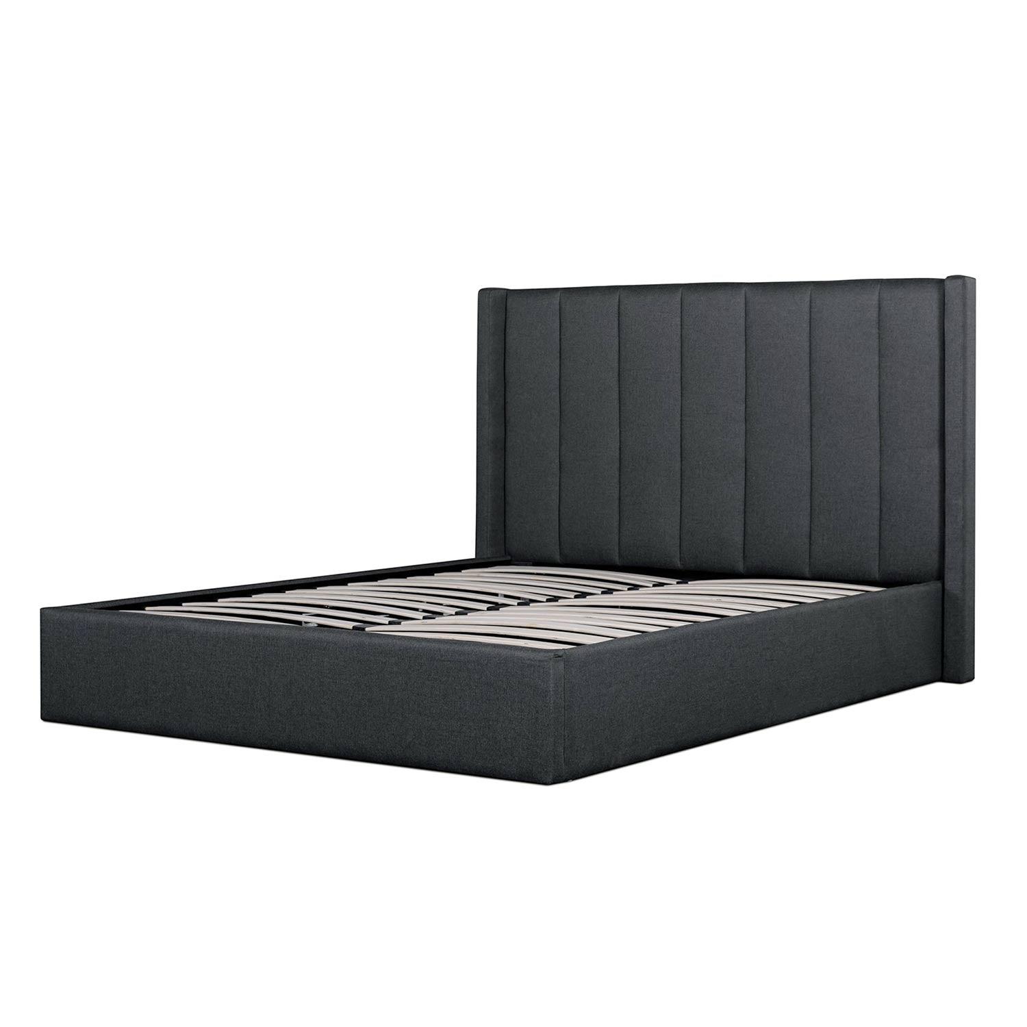 CBD6020-YO Fabric Queen Bed - Charcoal Grey with Storage - Furniture Castle