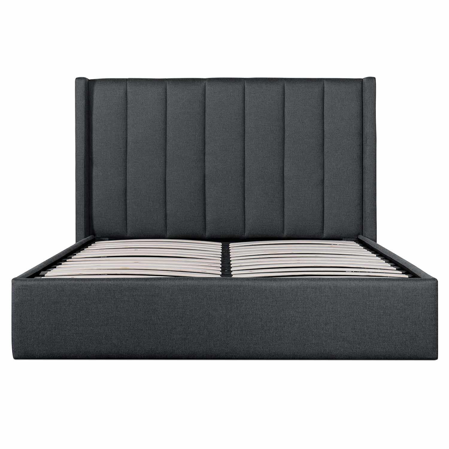 CBD6020-YO Fabric Queen Bed - Charcoal Grey with Storage - Furniture Castle