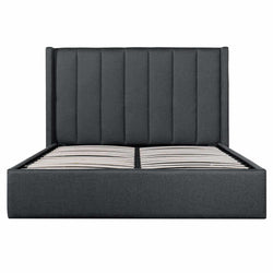 CBD6020-YO Fabric Queen Bed - Charcoal Grey with Storage - Furniture Castle