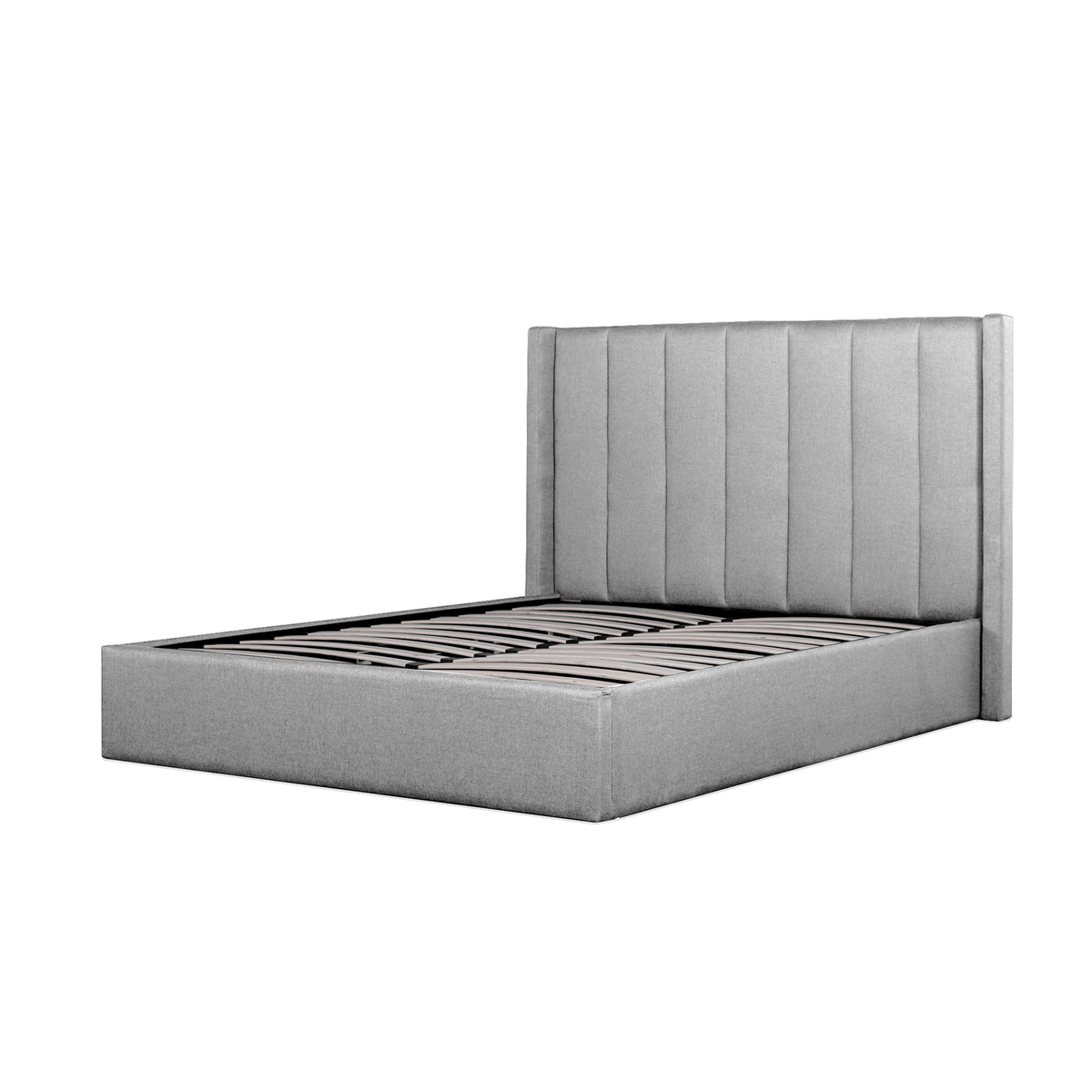 FC Fabric King Bed Frame - Pearl Grey with Storage