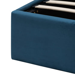 CBD6023-YO King Bed Frame - Teal Navy Velvet with Storage - Furniture Castle