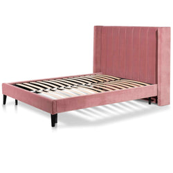 CBD6277-MI Queen Bed Frame - Blush Peach Velvet - Furniture Castle