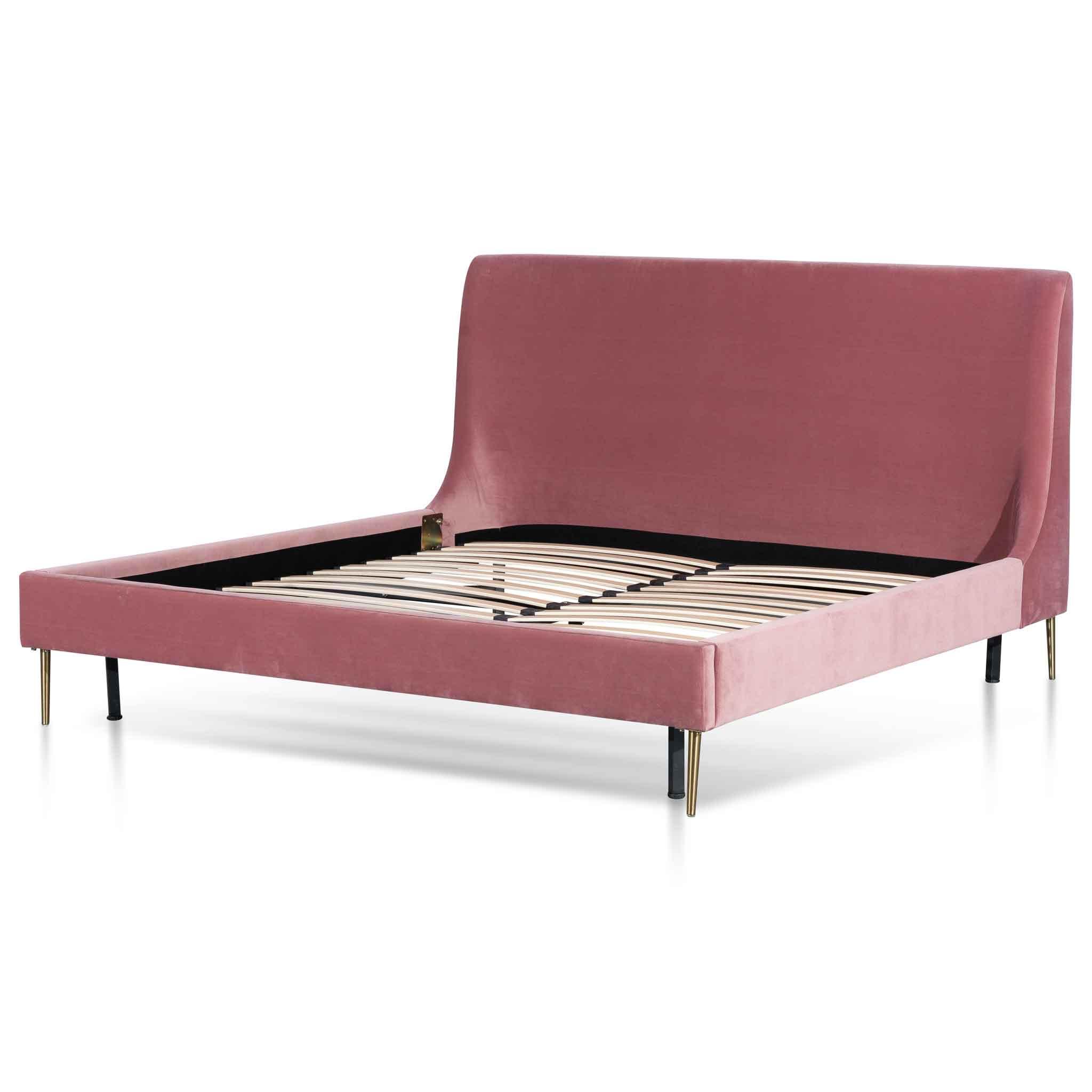 CBD6283-MI King Bed Frame - Blush Peach Velvet - Furniture Castle