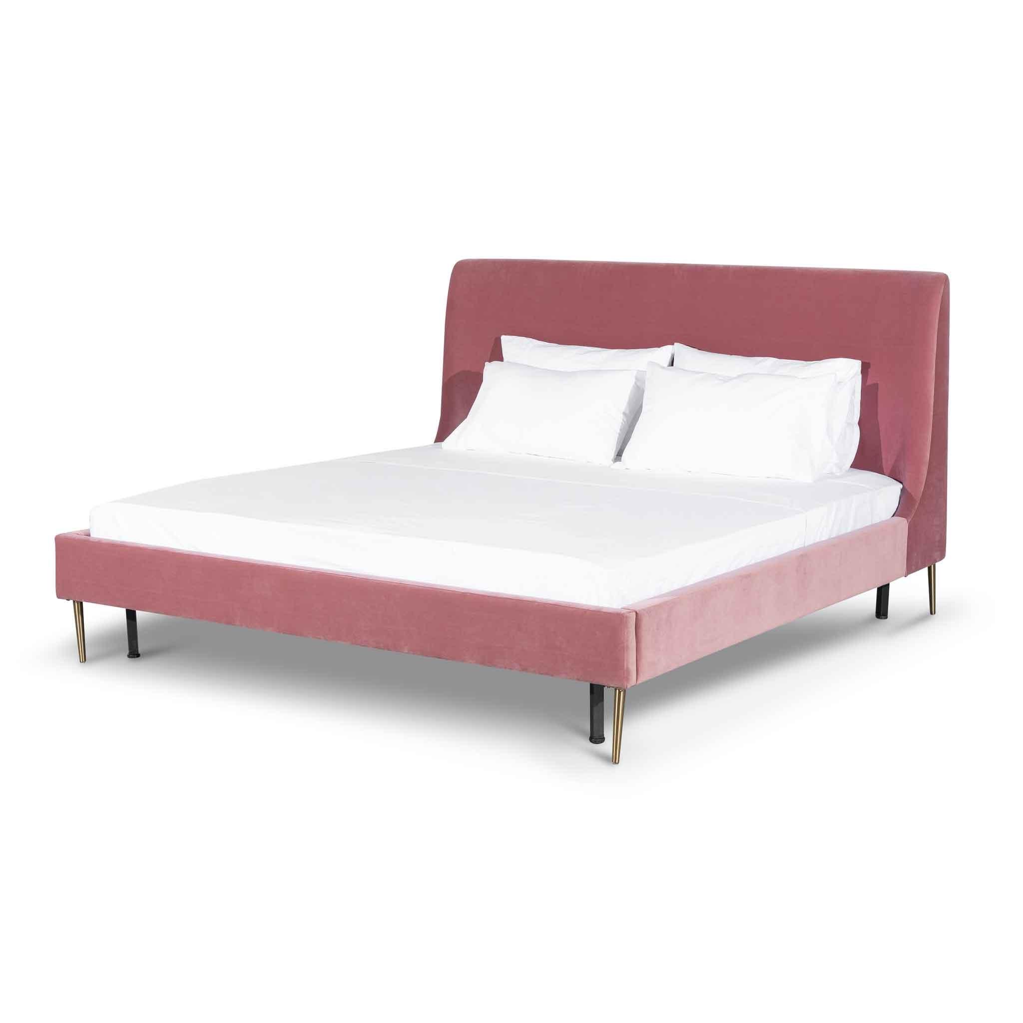 CBD6283-MI King Bed Frame - Blush Peach Velvet - Furniture Castle
