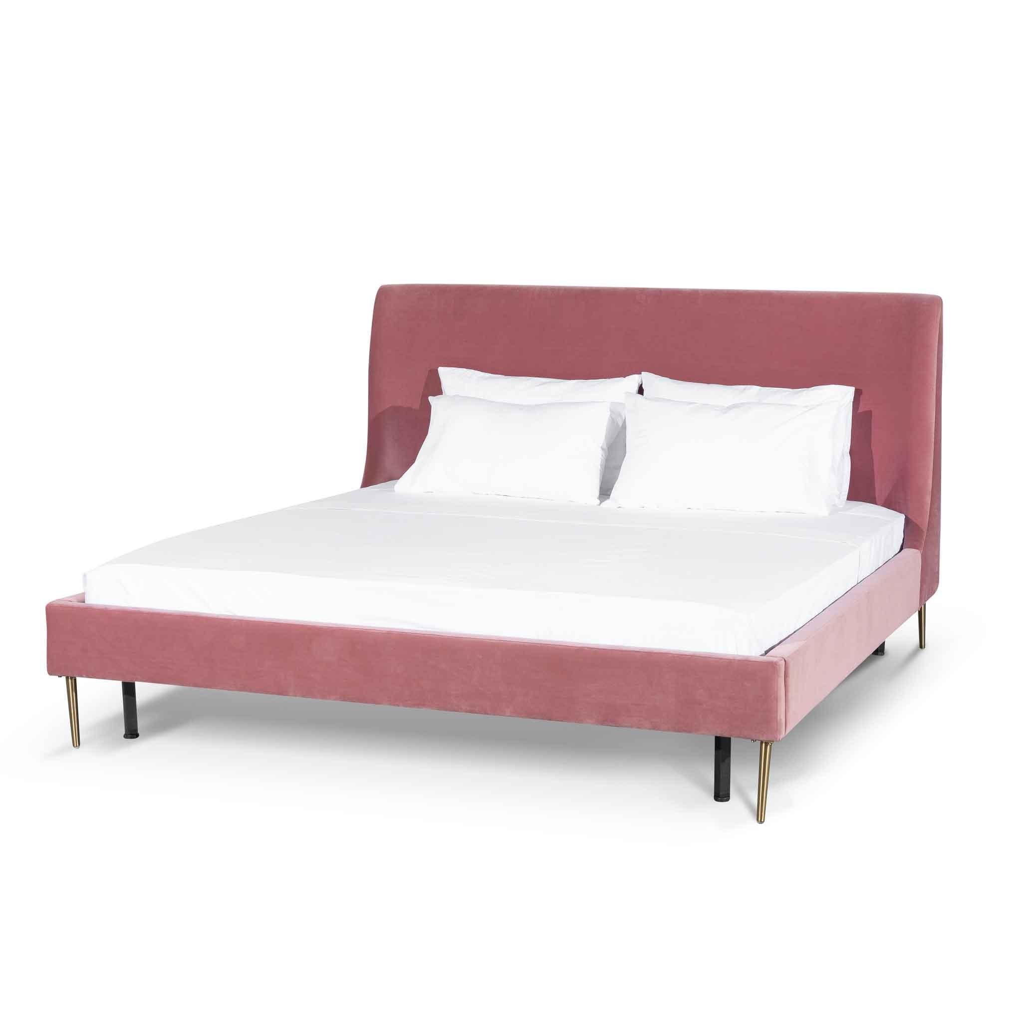 CBD6283-MI King Bed Frame - Blush Peach Velvet - Furniture Castle