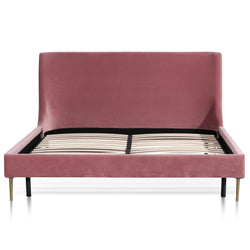 CBD6286-MI Queen Bed Frame - Blush Peach Velvet - Furniture Castle