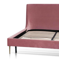 CBD6286-MI Queen Bed Frame - Blush Peach Velvet - Furniture Castle