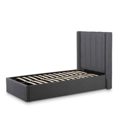 CBD6358-YO Fabric Single Bed Frame - Charcoal Grey with Storage - Furniture Castle