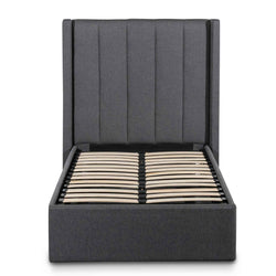 CBD6358-YO Fabric Single Bed Frame - Charcoal Grey with Storage - Furniture Castle
