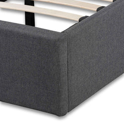 CBD6358-YO Fabric Single Bed Frame - Charcoal Grey with Storage - Furniture Castle