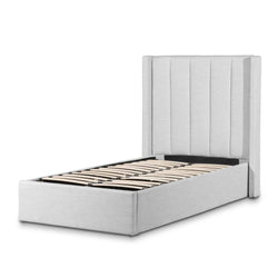 CBD6359-YO Fabric Single Bed Frame - Pearl Grey with Storage - Furniture Castle