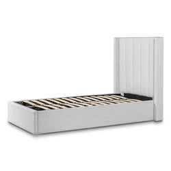 CBD6359-YO Fabric Single Bed Frame - Pearl Grey with Storage - Furniture Castle