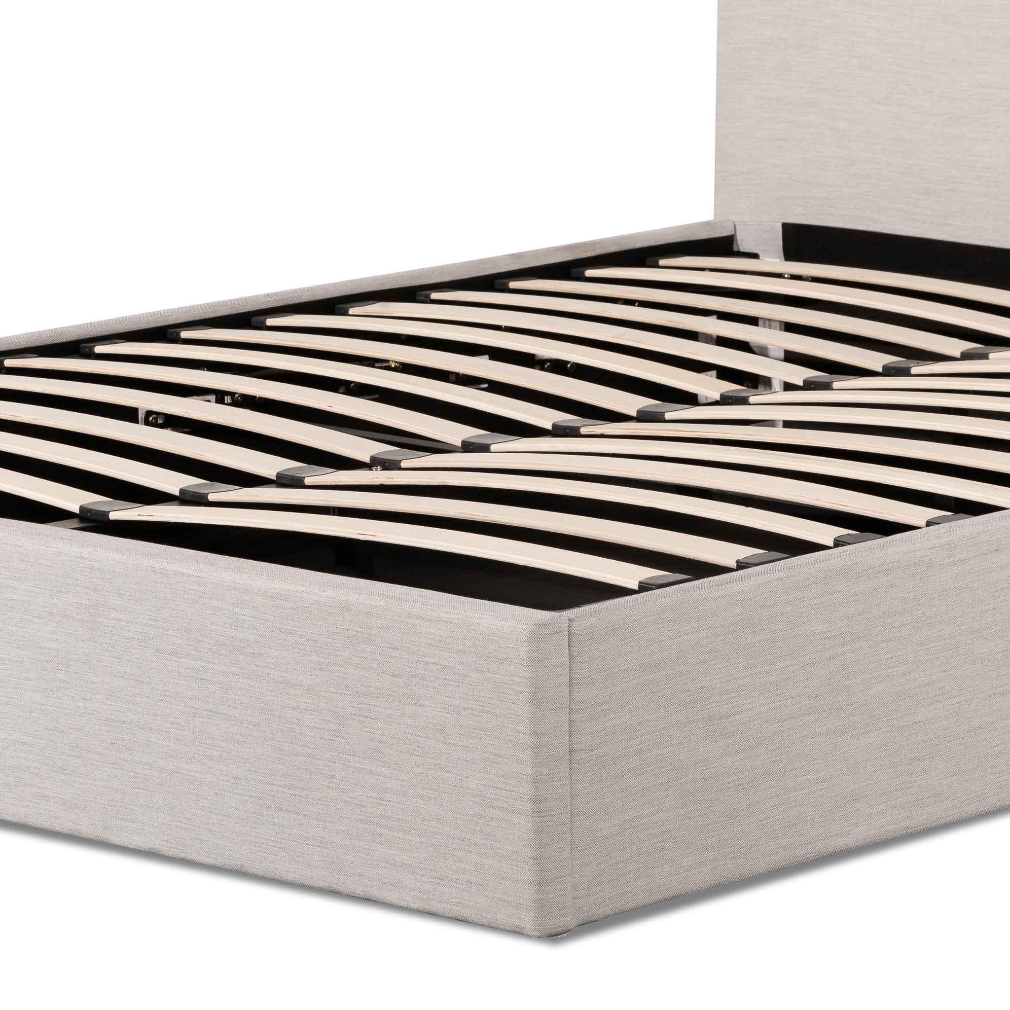 CBD6575-YO Fabric Queen Bed - Pearl Grey with Storage - Furniture Castle