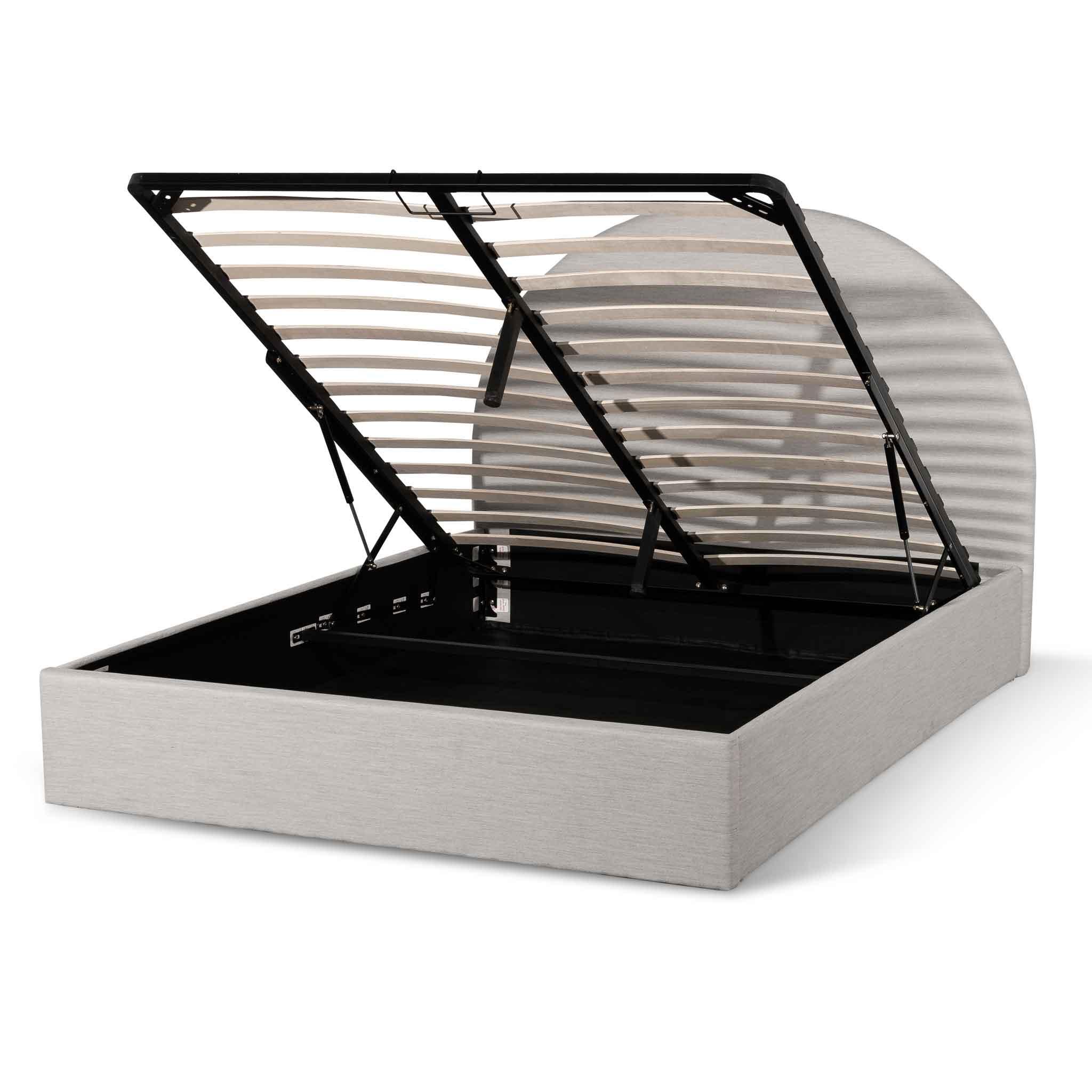 CBD6576-YO Fabric King Bed - Pearl Grey with Storage - Furniture Castle