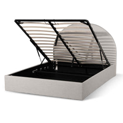 CBD6576-YO Fabric King Bed - Pearl Grey with Storage - Furniture Castle