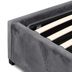 CBD6586-MI Queen Bed Frame - Charcoal Velvet with Storage - Furniture Castle
