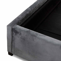 CBD6586-MI Queen Bed Frame - Charcoal Velvet with Storage - Furniture Castle