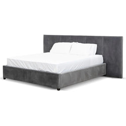 CBD6586-MI Queen Bed Frame - Charcoal Velvet with Storage - Furniture Castle