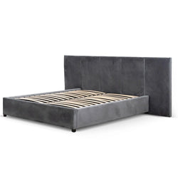 CBD6586-MI Queen Bed Frame - Charcoal Velvet with Storage - Furniture Castle
