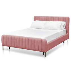 CBD6588-MI Queen Sized Bed Frame - Blush Peach Velvet - Furniture Castle