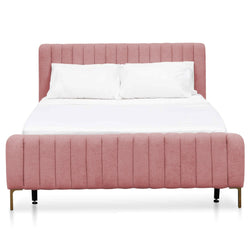 CBD6588-MI Queen Sized Bed Frame - Blush Peach Velvet - Furniture Castle