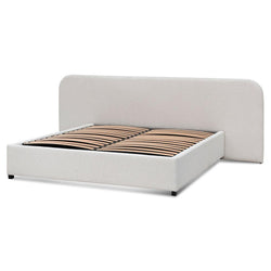 CBD6843-MI King Sized Bed Frame - Snow Boucle with Storage - Furniture Castle