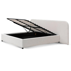 CBD6843-MI King Sized Bed Frame - Snow Boucle with Storage - Furniture Castle