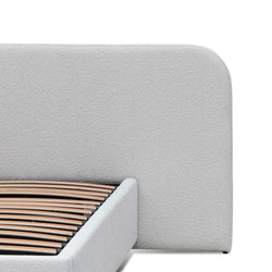 CBD6843-MI King Sized Bed Frame - Snow Boucle with Storage - Furniture Castle