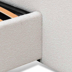 CBD6843-MI King Sized Bed Frame - Snow Boucle with Storage - Furniture Castle