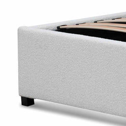 CBD6843-MI King Sized Bed Frame - Snow Boucle with Storage - Furniture Castle