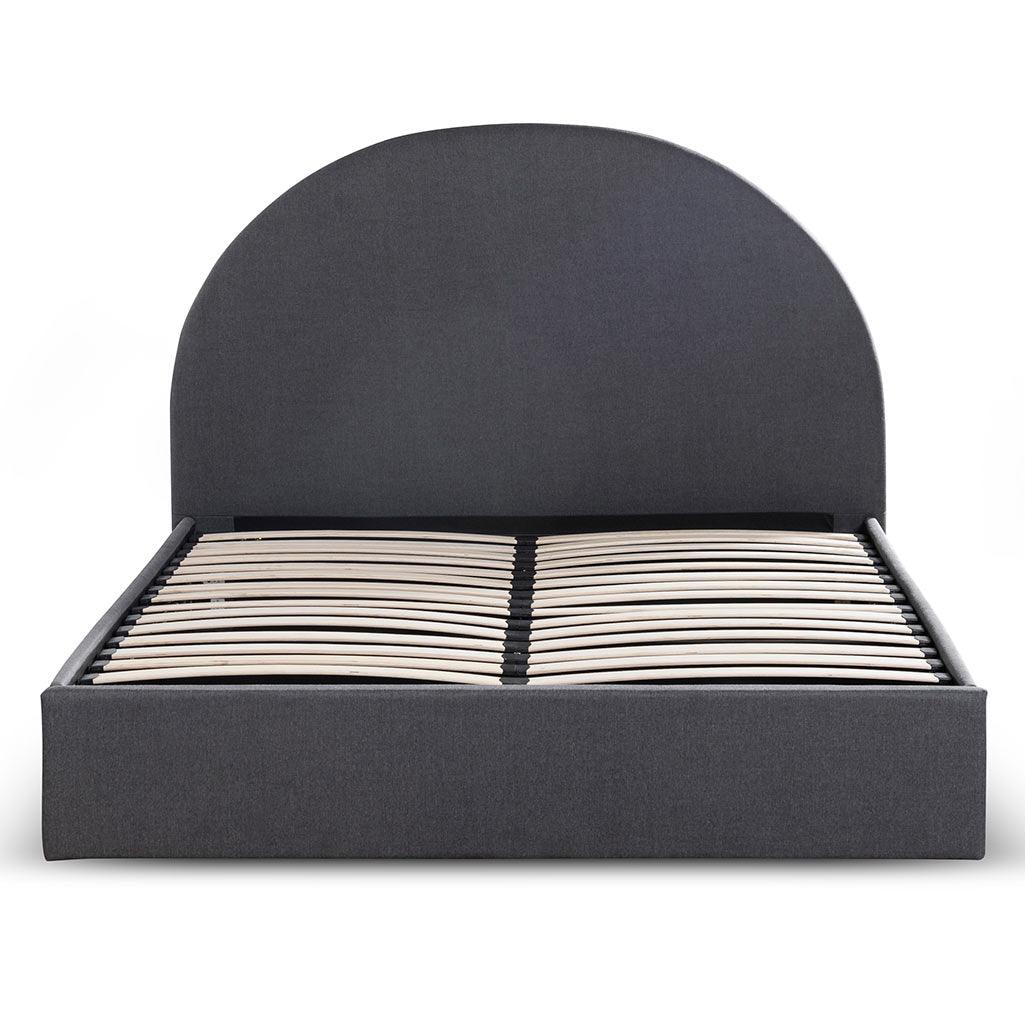 CBD6895-YO Fabric Queen Sized Bed Frame - Charcoal Grey with Storage - Furniture Castle