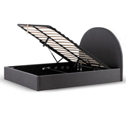 CBD6895-YO Fabric Queen Sized Bed Frame - Charcoal Grey with Storage - Furniture Castle