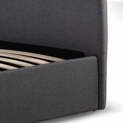 CBD6895-YO Fabric Queen Sized Bed Frame - Charcoal Grey with Storage - Furniture Castle