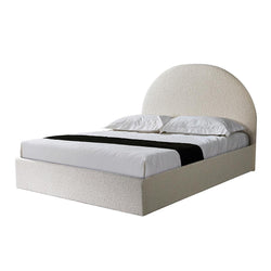 CBD6897-YO Queen Sized Bed Frame - Ivory White Boucle with Storage - Furniture Castle