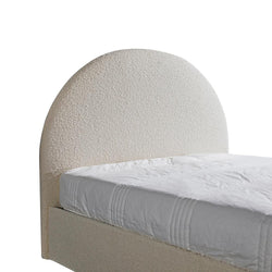 CBD6897-YO Queen Sized Bed Frame - Ivory White Boucle with Storage - Furniture Castle