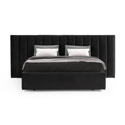 CBD6932-MI Wide Base King Sized Bed Frame - Black Velvet with Storage - Furniture Castle