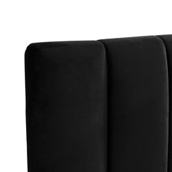 CBD6932-MI Wide Base King Sized Bed Frame - Black Velvet with Storage - Furniture Castle