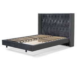 CBD8086-MI Queen Bed Frame - Charcoal Velvet - Furniture Castle