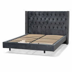 CBD8086-MI Queen Bed Frame - Charcoal Velvet - Furniture Castle