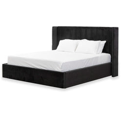 CBD8094-MI King Sized Wide Base Bed Frame - Black Velvet - Furniture Castle