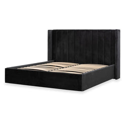 CBD8094-MI King Sized Wide Base Bed Frame - Black Velvet - Furniture Castle