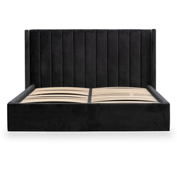 CBD8094-MI King Sized Wide Base Bed Frame - Black Velvet - Furniture Castle