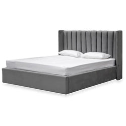 CBD8095-MI King Bed Frame - Wide Base in Charcoal Velvet - Furniture Castle
