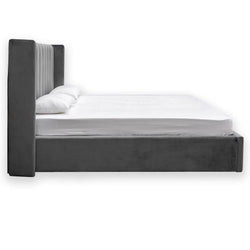 CBD8095-MI King Bed Frame - Wide Base in Charcoal Velvet - Furniture Castle