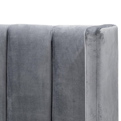 CBD8095-MI King Bed Frame - Wide Base in Charcoal Velvet - Furniture Castle