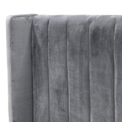 CBD8095-MI King Bed Frame - Wide Base in Charcoal Velvet - Furniture Castle