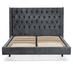 CBD8098-MI King Bed Frame - Charcoal Velvet - Furniture Castle