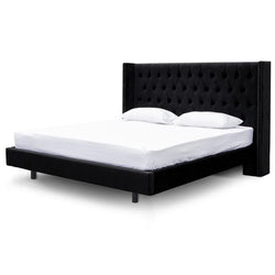 CBD8099-MI Queen Bed Frame - Black Velvet - Furniture Castle