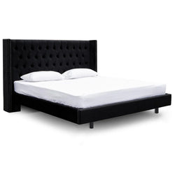 CBD8099-MI Queen Bed Frame - Black Velvet - Furniture Castle